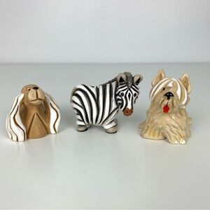 Lot Of 3 Artesania Rinconada Dogs Terrier Zebra Figurine Uruguay Vtg Retired